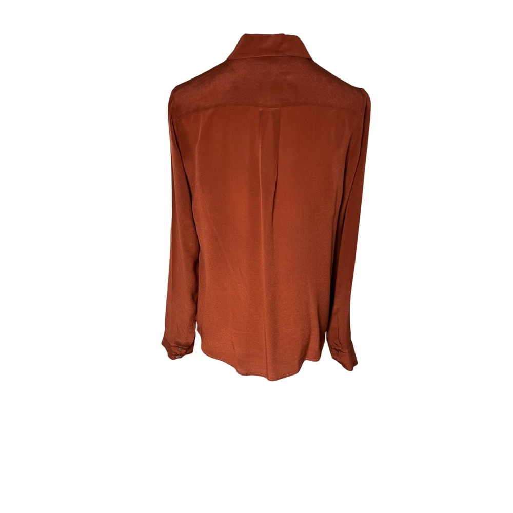 Women's Rust Pleated Button-Front Blouse - Picture 3 of 10